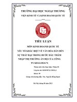 (TIỂU LUẬN) yếu tố KHÁC BIỆT về văn hóa dẫn đến sự THẤT bại TRONG bước đầu THÂM NHẬP THỊ TRƯỜNG ấn độ của CÔNG TY KELLOGG’S 