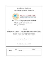 Đề tài xây DỰNG CHIẾN lược KINH DOANH CHO CÔNG TY cổ PHẦN bất ĐỘNG sản BHS 