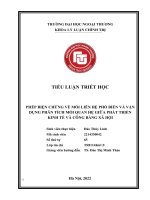 PHÉP BIỆN CHỨNG VỀ MỐI LIÊN HỆ PHỔ BIẾN VÀ VẬN DỤNG PHÂN TÍCH MỐI QUAN HỆ GIỮA PHÁT TRIỂN KINH TẾ VÀ CÔNG BẰNG XÃ HỘI