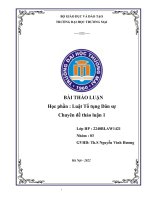 BÀI THẢO LUẬN Học phần  Luật Tố tụng Dân sự