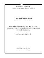 Các nhân tố ảnh hưởng đến việc sử dụng thông tin thành quả hoạt động và thành quả hoạt động của các đơn vị sự nghiệp công lập ở Việt Nam