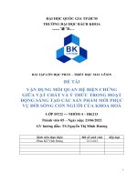 VẬN DỤNG mối QUAN hệ BIỆN CHỨNG GIỮA vật CHẤT và ý THỨC TRONG HOẠT ĐỘNG SÁNG tạo các sản PHẨM mới PHỤC vụ đời SỐNG CON NGƯỜI của KHOA HOÁ 