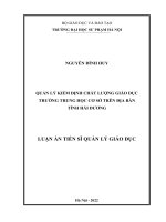 Quản lý kiểm định chất lượng giáo dục trường trung học cơ sở trên địa bàn tỉnh Hải Dương.