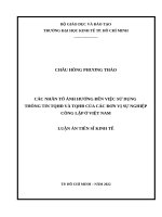 Các nhân tố ảnh hưởng đến việc sử dụng thông tin thành quả hoạt động và thành quả hoạt động của các đơn vị sự nghiệp công lập ở Việt Nam