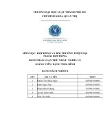 (TIỂU LUẬN) môn học hợp ĐỒNG và bồi THƯỜNG THIỆT hại NGOÀI hợp ĐỒNG BUỔI THẢO LUẬN THỨ NHẤT NGHĨA vụ 