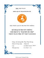 KẾ HOẠCH TRUYỀN THÔNG CHO DỊCH vụ BAEMIN đi CHỢ NHÂN NGÀY PHỤ nữ VIỆT NAM 20 10 