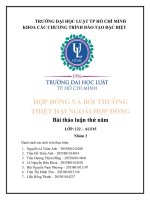 (TIỂU LUẬN) hợp ĐỒNG và bồi THƯỜNG THIỆT hại NGOÀI hợp ĐỒNG bài thảo luận thứ năm vấn đề 1 bồi thường thiệt hại do không thực hiện đúng hợp đồng gây ra 