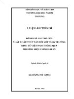 Đánh giá vai trò của xuất khẩu thủy sản đến tăng trưởng kinh tế việt nam thông qua mô hình hiệu chỉnh sai số