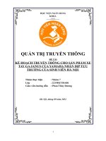 KẾ HOẠCH TRUYỂN THÔNG CHO sản PHẨM XE TAY GA JANUS của YAMAHA NHÂN dịp tựu TRƯỜNG của SINH VIÊN hà nội 