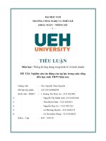 (TIỂU LUẬN) môn học thống kê ứng dụng trong kinh tế và kinh doanh đề tài nghiên cứu tác động của áp lực trong cuộc sống đến học sinh THPT hiện nay 