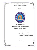 THẢO LUẬN học phần  luật tố tụng dân sự chuyên đề thảo luận 1 xác định tòa án có thẩm quyền giải quyết vụ việc trên giải thích vì sao 