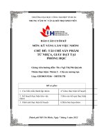 (TIỂU LUẬN) môn kỹ NĂNG làm VIỆC NHÓM CHỦ đề tái CHẾ sản PHẨM từ NHỰA, GIẤY đặt tại PHÒNG học 