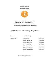 (TIỂU LUẬN) GROUP ASSIGNMENT course title commercial banking TOPIC customer centricity of agribank 