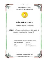 Kế hoạch truyền thông về dịch vụ đặt vé trên ứng dụng zalo pay vào dịp tết 