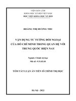 Tóm tắt luận án: Vận dụng tư tưởng đối ngoại Hồ Chí Minh trong quan hệ với Trung Quốc hiện nay