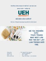 (TIỂU LUẬN) môn học thống kê ứng dụng trong kinh tế và kinh doanh đề tài NGHIÊN cứu THỰC TRẠNG mặc một lần rồi để đó lây LAN TRONG GIỚI TRẺ 