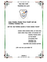 (TIỂU LUẬN) học PHẦN PHÂN TÍCH THIẾT kế hệ THỐNG THÔNG TIN đề tài hệ THỐNG QUẢN lý NHÀ HÀNG TAVET 