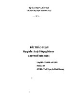 THẢO LUẬN học phần  luật tố tụng dân sự chuyên đề thảo luận 1 xác định tòa án có thẩm quyền giải quyết vụ việc trên giải thích vì sao 
