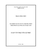 Luận văn thạc sĩ VNU LS xác định tài sản có của thương nhân theo pháp luật phá sản ở việt nam 