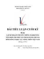 LẬP KẾ HOẠCH TRUYỀN THÔNG MARKETING TÍCH HỢP CHO MỘT SẢN PHẨM DÀNH CHO GIA ĐÌNH SỐNG Ở KHU VỰC NÔNG THÔN VIỆT NAM (Không có TVC)
