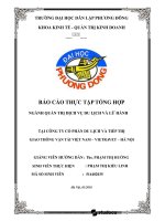 BÁO cáo THỰC tập TỔNG hợp NGÀNH QUẢN TRỊ DỊCH vụ DU LỊCH và lữ HÀNH tại CÔNG TY cổ PHẦN DU LỊCH và TIẾP THỊ GIAO THÔNG vận tải VIỆT NAM – VIETRAVET – hà nội 