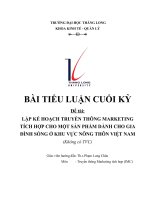 LẬP kế HOẠCH TRUYỀN THÔNG MARKETING TÍCH hợp CHO một sản PHẨM DÀNH CHO GIA ĐÌNH SỐNG ở KHU vực NÔNG THÔN VIỆT NAM 