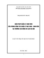 Luận văn thạc sĩ VNU UEd biện pháp quản lý sinh viên của phòng công tác quản lý học sinh   sinh viên tại trường cao đẳng du lịch hà nội   