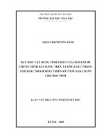 Luận văn thạc sĩ VNU UEd dạy học vận dụng tính chất của hàm lồi để chứng minh bất đẳng thức lượng giác trong tam giác nhằm phát triển kỹ năng giải toán cho học sinh 