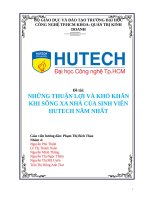 (TIỂU LUẬN) NHỮNG THUẬN lợi và KHÓ KHĂN KHI SỐNG XA NHÀ của SINH VIÊN HUTECH năm NHẤT 