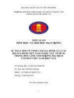 (TIỂU LUẬN) sự THAY đổi về TÌNH cảm GIA ĐÌNH của các hộ GIA ĐÌNH VIỆT NAM ở KHU vực TP HCM, TRONG bối CẢNH ẢNH HƢỞNG đại DỊCH COVID ở VIỆT NAM HIỆN NAY 