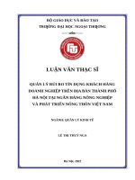 Quản lý rủi ro tín dụng KHDN trên địa bàn thành phố hà nội tại ngân hàng nông nghiệp và phát triển nông thôn việt nam 