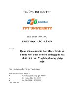 (TIỂU LUẬN) quan điểm của triết học mác   lênin về ý thức mối quan hệ biện chứng giữa vật chất và ý thức ý nghĩa phương pháp luận 