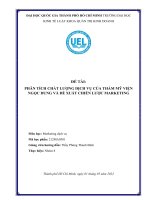 (TIỂU LUẬN) PHÂN TÍCH CHẤT LƯỢNG DỊCH vụ của THẨM mỹ VIỆN NGỌC DUNG và đề XUẤT CHIẾN lược MARKETING 