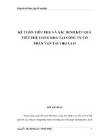 Luận văn kế TOÁN TIÊU THỤ và xác ĐỊNH kết QUẢ TIÊU THỤ HÀNG HOÁ tại CÔNG TY cổ PHẦN vận tải THỌ LAM 