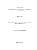 (TIỂU LUẬN) PHÂN TÍCH rủi RO tín DỤNG tại NGÂN HÀNG THƯƠNG mại cổ PHẦN á CHÂU 