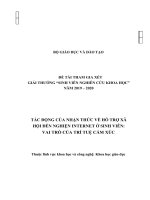 (TIỂU LUẬN) tác ĐỘNG của NHẬN THỨC về hỗ TRỢ xã hội đến NGHIỆN INTERNET ở SINH VIÊN VAI TRÒ của TRÍ TUỆ cảm xúc 