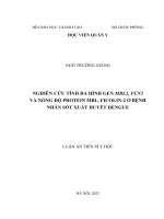 (LUẬN án TIẾN sĩ) nghiên cứu tính đa hình gen MBL2, FCN2 và nồng độ protein MBL, ficolin 2 ở bệnh nhân sốt xuất huyết dengue 