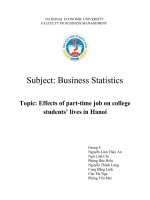 (TIỂU LUẬN) subject business statistics topic effects of part time job on college students’ lives in hanoi 