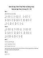 Toán lớp 4 phân số bằng nhau trang 111giải bài tập toán lớp 4 trang 111, 112 