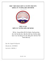 (TIỂU LUẬN) quan điểm hồ chí minh về giữ gìn bản sắc văn hóa dân tộc, tiếp thu tinh hoa văn hóa nhân loại và sự vận dụng vào xây dựng nền văn hóa việt nam hiện nay 