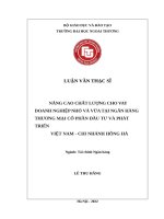 Nâng cao chất lượng cho vay doanh nghiệp nhỏ và vừa tại ngân hàng thương mại cổ phần đầu tư và phát triển việt nam   chi nhánh hồng hà 
