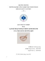 (TIỂU LUẬN) QUẢN TRỊ tác NGHIỆP đề tài lập kế HOẠCH HOẠT ĐỘNG KINH DOANH của NHÀ HÀNG HƯƠNG QUÊ 