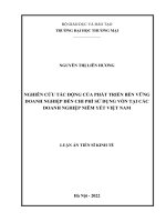 Nghiên cứu tác động của phát triển bền vững doanh nghiệp đến chi phí sử dụng vốn tại các doanh nghiệp niêm yết việt nam 