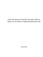 Luận văn CÔNG tác QUẢN lý NGUYÊN vật LIỆU, CÔNG cụ DỤNG cụ của CÔNG TY TNHH xây DỰNG bắc sơn