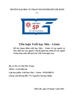 (TIỂU LUẬN) quan điểm triết học mác – lênin về con người và bản chất của con người  vấn đề phát huy nhân tố con người trong công cuộc đổi mới của việt nam ngày nay  