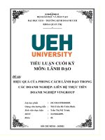 HIỆU QUẢ của PHONG CÁCH LÃNH đạo TRONG các DOANH NGHIỆP LIÊN hệ THỰC TIỄN DOANH NGHIỆP VINGROUP 