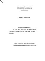 Quản lý nhà nước về thu hút vốn đầu tư nước ngoài tại tỉnh tuyên quang 