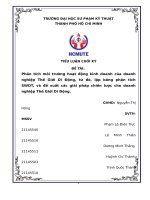 Phân tích môi trường hoạt động kinh doanh của doanh nghiệp thế giới di động, từ đó, lập bảng phân tích SWOT, và đề xuất các giải pháp chiến lược cho doanh nghiệp thế giới di động 