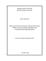 Luận văn thạc sĩ VNU UEd rèn luyện kĩ năng giải toán về đẳng thức đại số trong tam giác cho học sinh khá, giỏi ở trường trung học phổ thông 