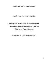 (TIỂU LUẬN) phân tích và đề xuất một số giải pháp nhằm hoàn thiện chính sách marketing   mix tại công ty cổ phần nhanh vn 